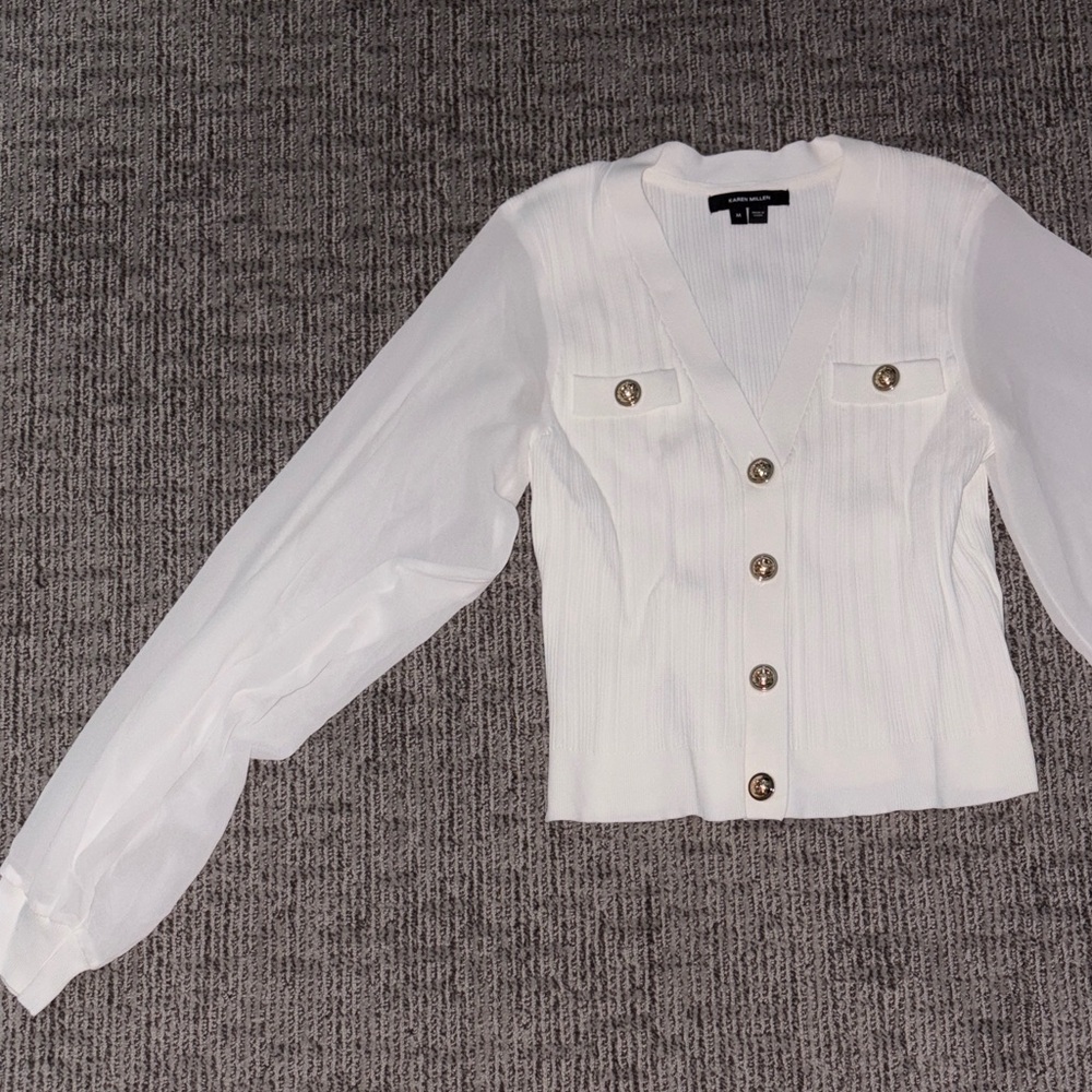 Karen Millen White Blouse with Gold Buttons